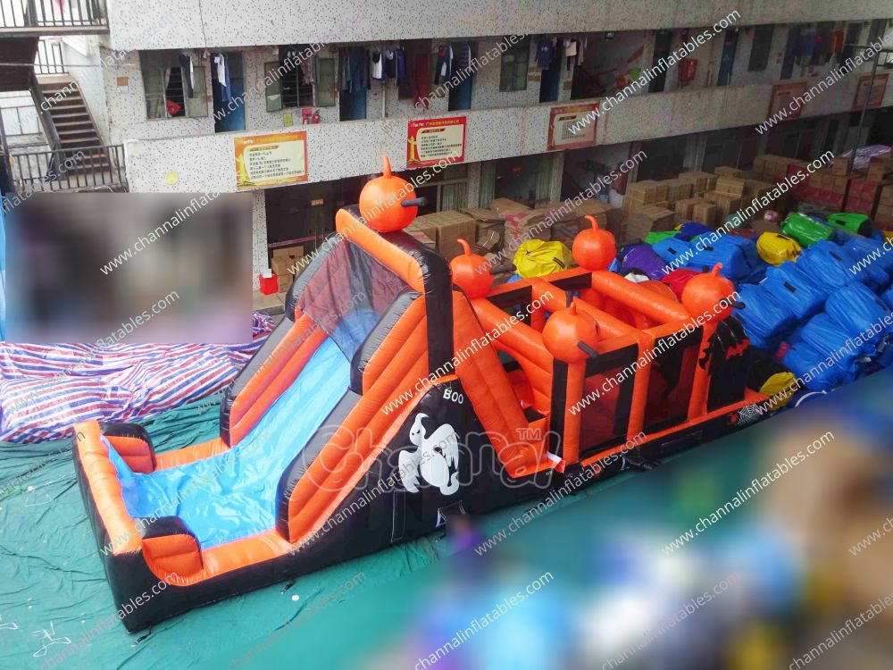 Halloween Pumpkin Inflatable Obstacle Course - Channal Inflatables