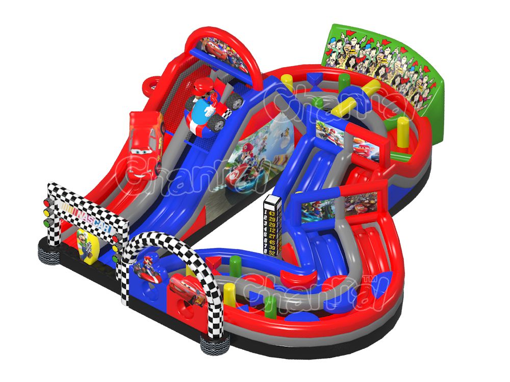 Mario Kart Racetrack w/ Karts (ages 4-9) - Inflatable Racetrack