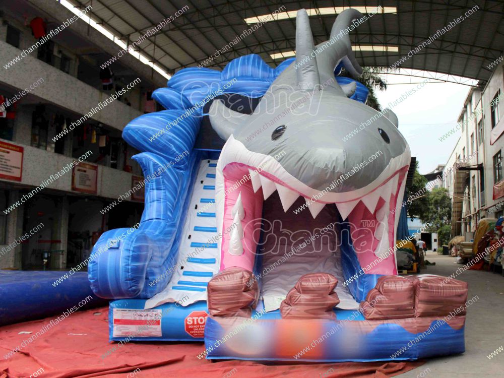 giant inflatable shark water slide