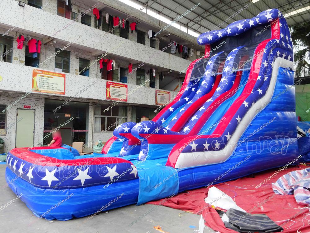 American Flag Inflatable Water Slide - Channal Inflatables