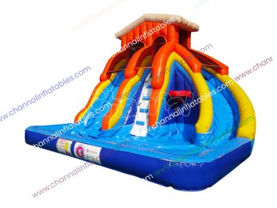 orange splash island inflatable water slide