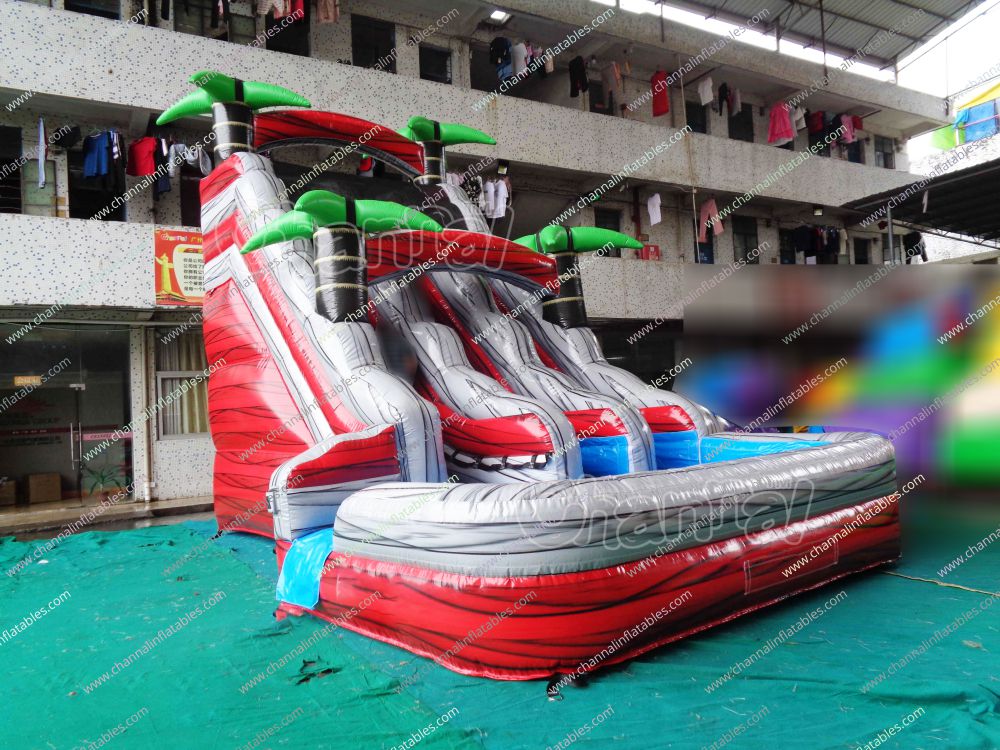 15 Feet Dual Lane Tropical Water Slide - Channal Inflatables