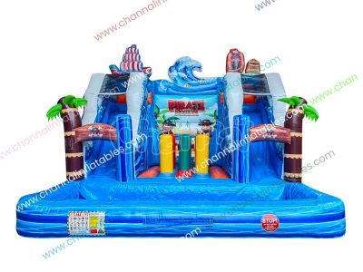 pirate party inflatable water slide for kids