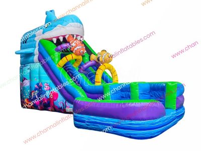 ocean curving inflatable water slide